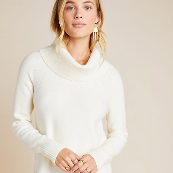 Anthropologie Sweaters - FINAL Anthro Ivory Turtleneck Cowl Neck Sweater S